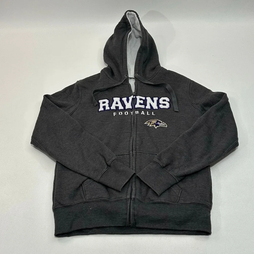 Baltimore Ravens Men's Hoodie Charcoal Full Zip Fleece Size M - Picture 2 of 5